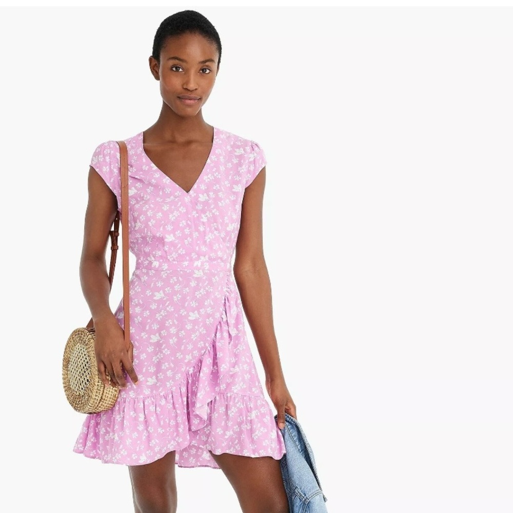 J.Crew Ruffle-Front Mini Dress Bubblegum Floral